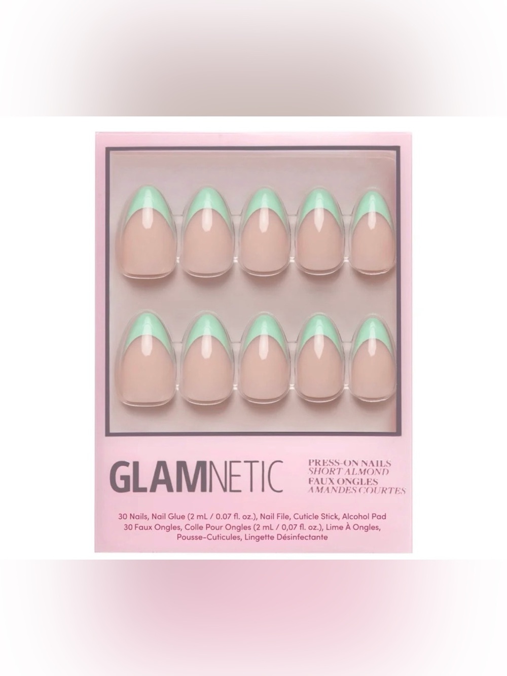 Glamnetic Short Almond Press-On Nails in PISTACHIO CRÈME NIB